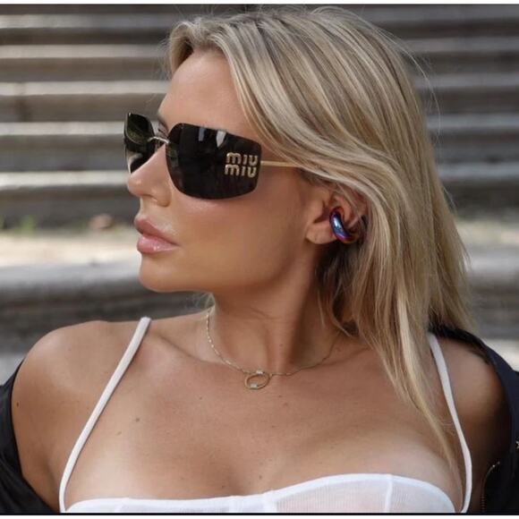 NEW Miu Miu MU54YS Dark Grey Shield Mask Sunglasses $610